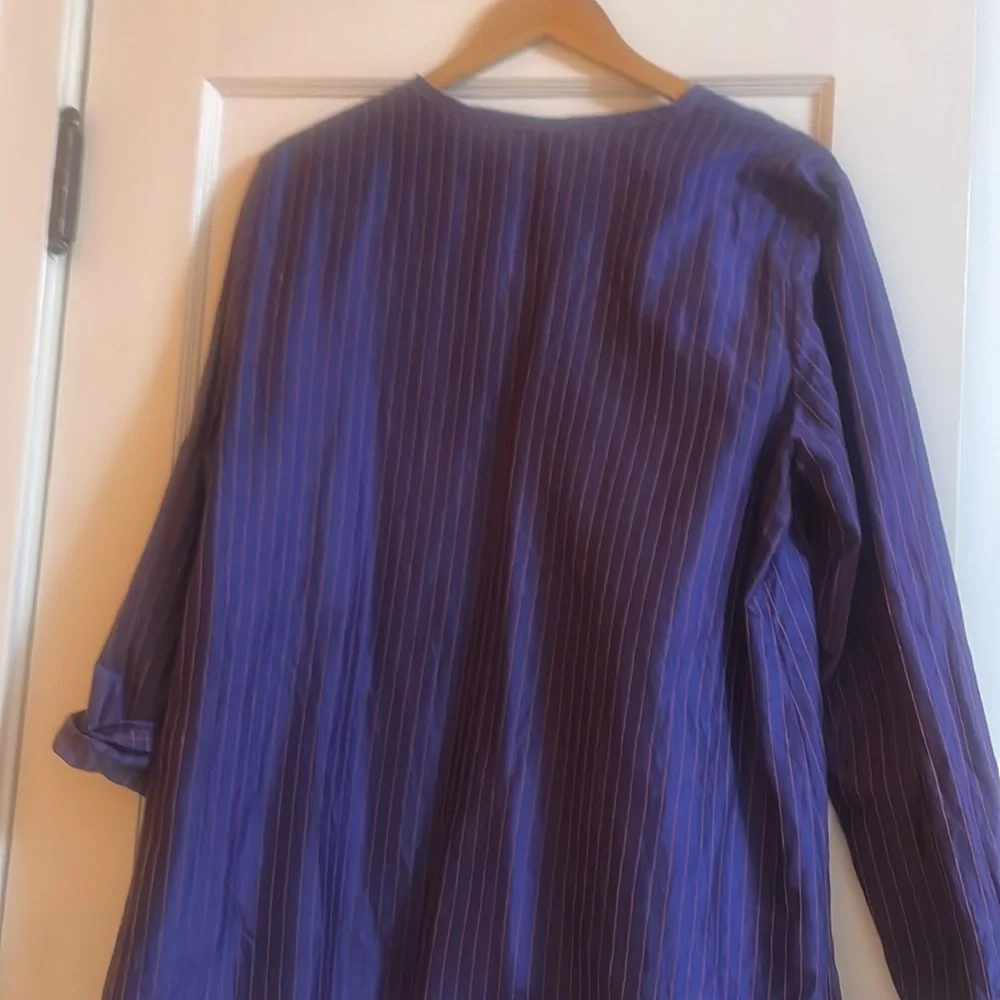 Eileen Fisher Purple Striped Button-Front Jacket